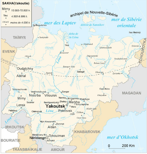 Carte de la Yakoutie (Source : Wikipédia)